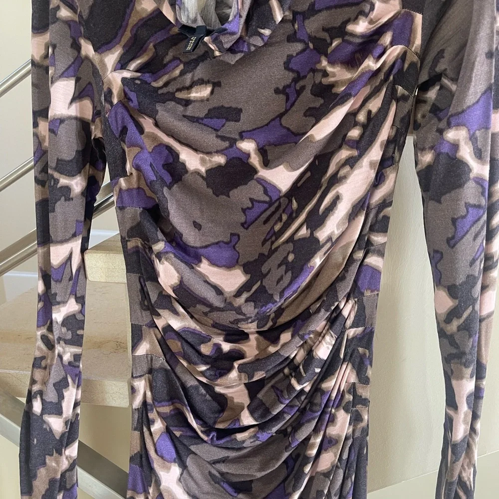 VINTAGE RARE ESCADA HOODED PURPLE DRESS - Picture 6 of 14
